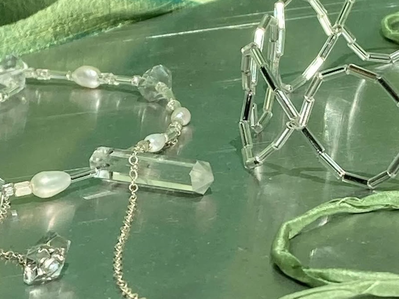 Eudaimonic jewellery — quartz, pearls and beadwork.