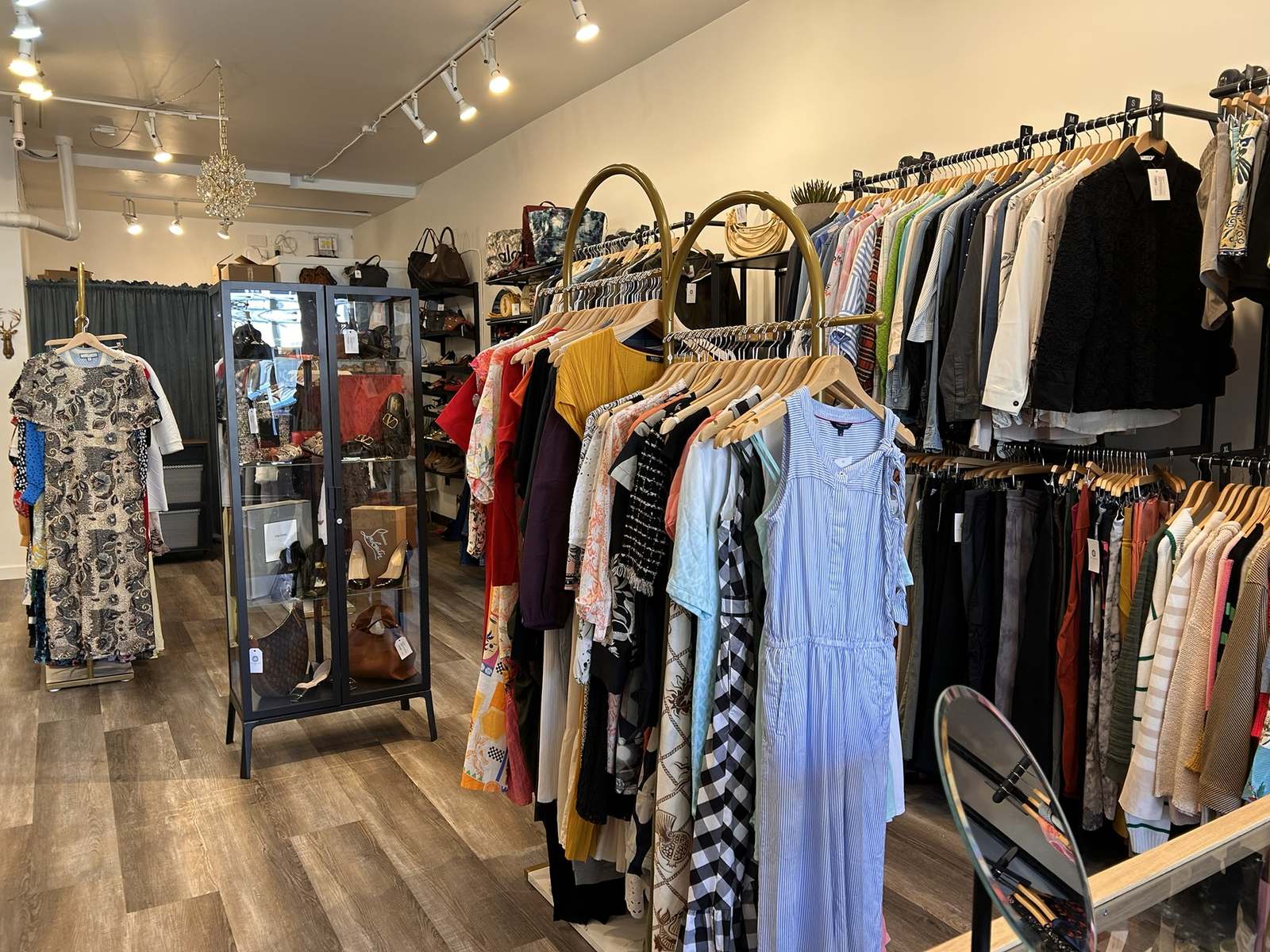 The main floor at The Clothes Nest, looking down the rails.